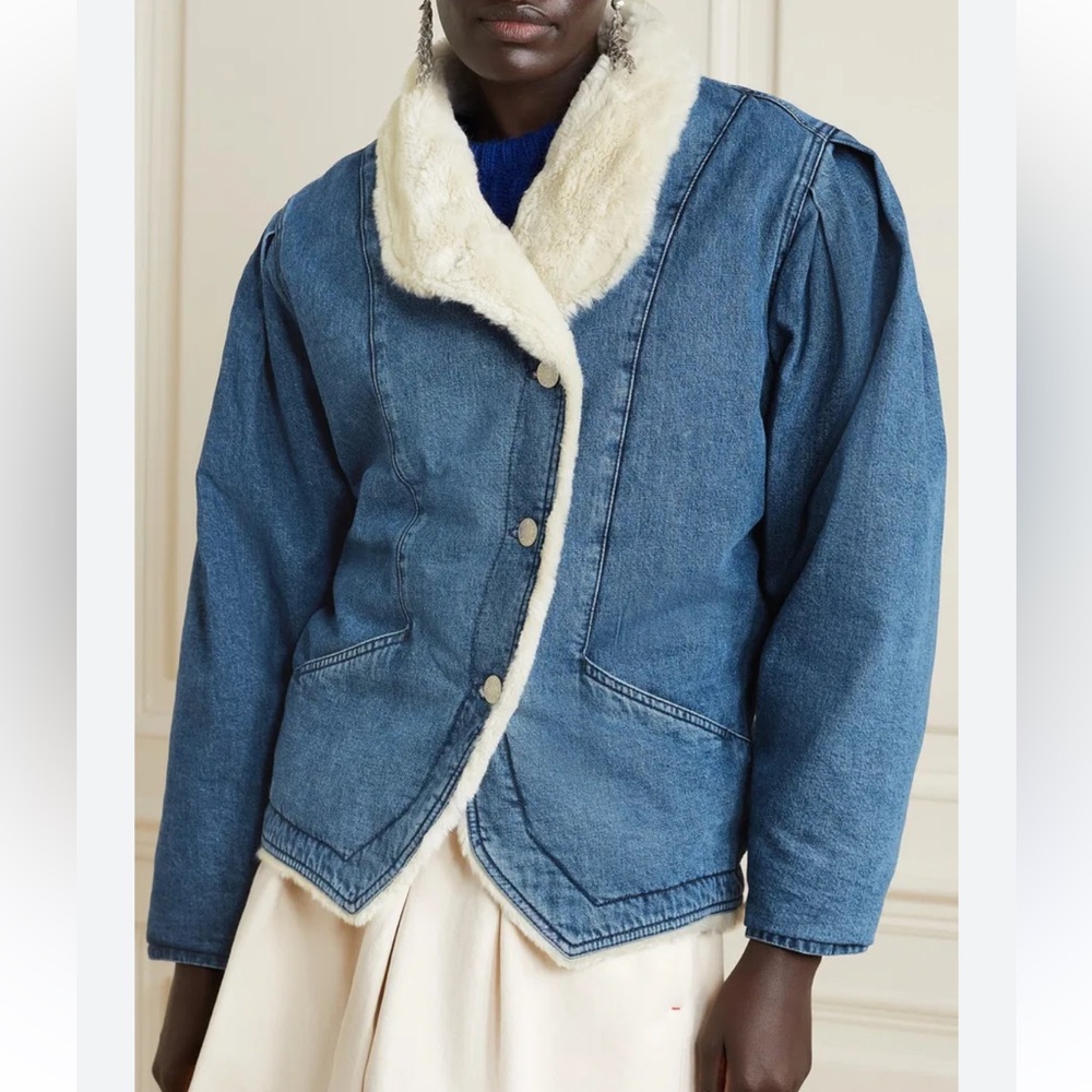 ISABEL MARANT Cotton Denim Dipauline faux-shearling jacket - Mint Condition